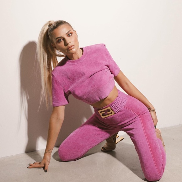 Fendi Tops - NWT FENDI X SKIMS purple velvet knit cropped top in Colorado